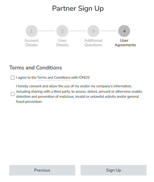 IONOS Affiliate Program terms and conditions screenshot