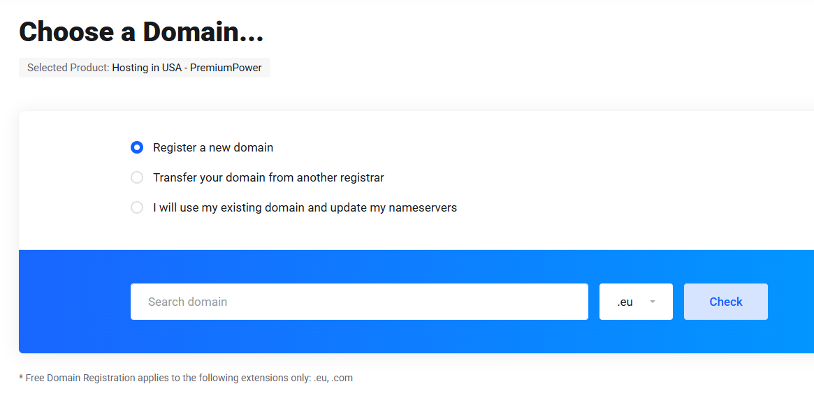 IPHOST domain selection options