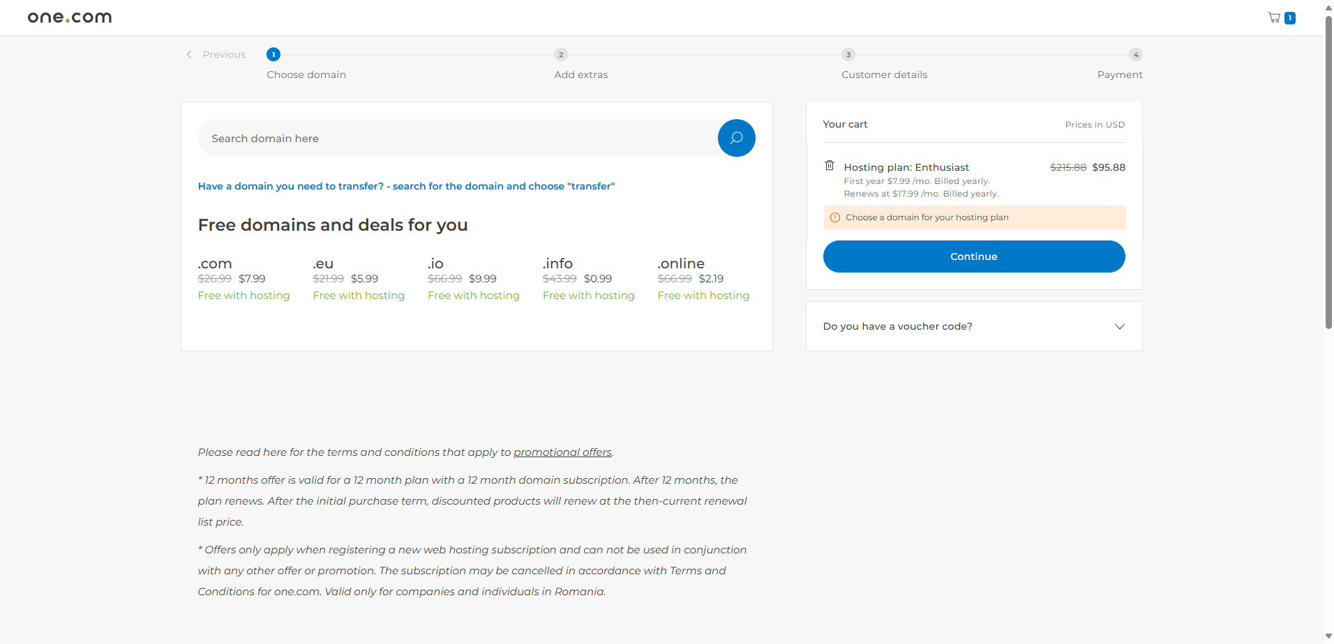 choosing domain