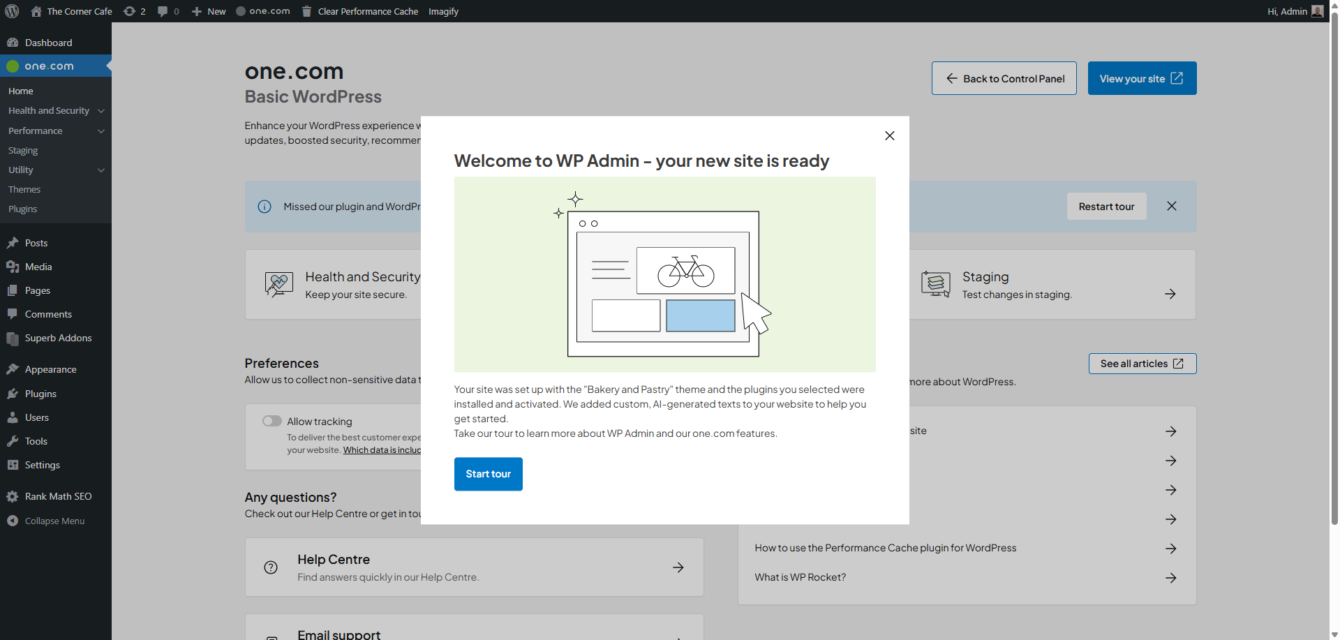 wordpress dashboard