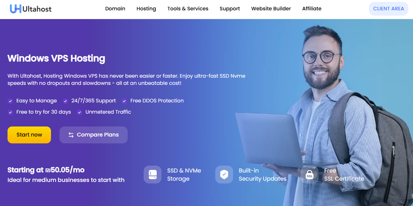 Ultahost Windows hosting screenshot