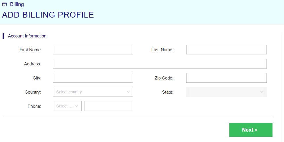 Billing profile completion snapshot