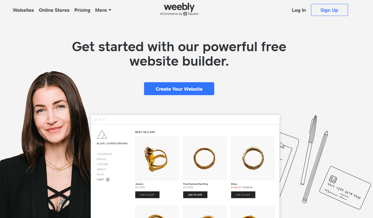 Weebly e-commerce platform screenshot