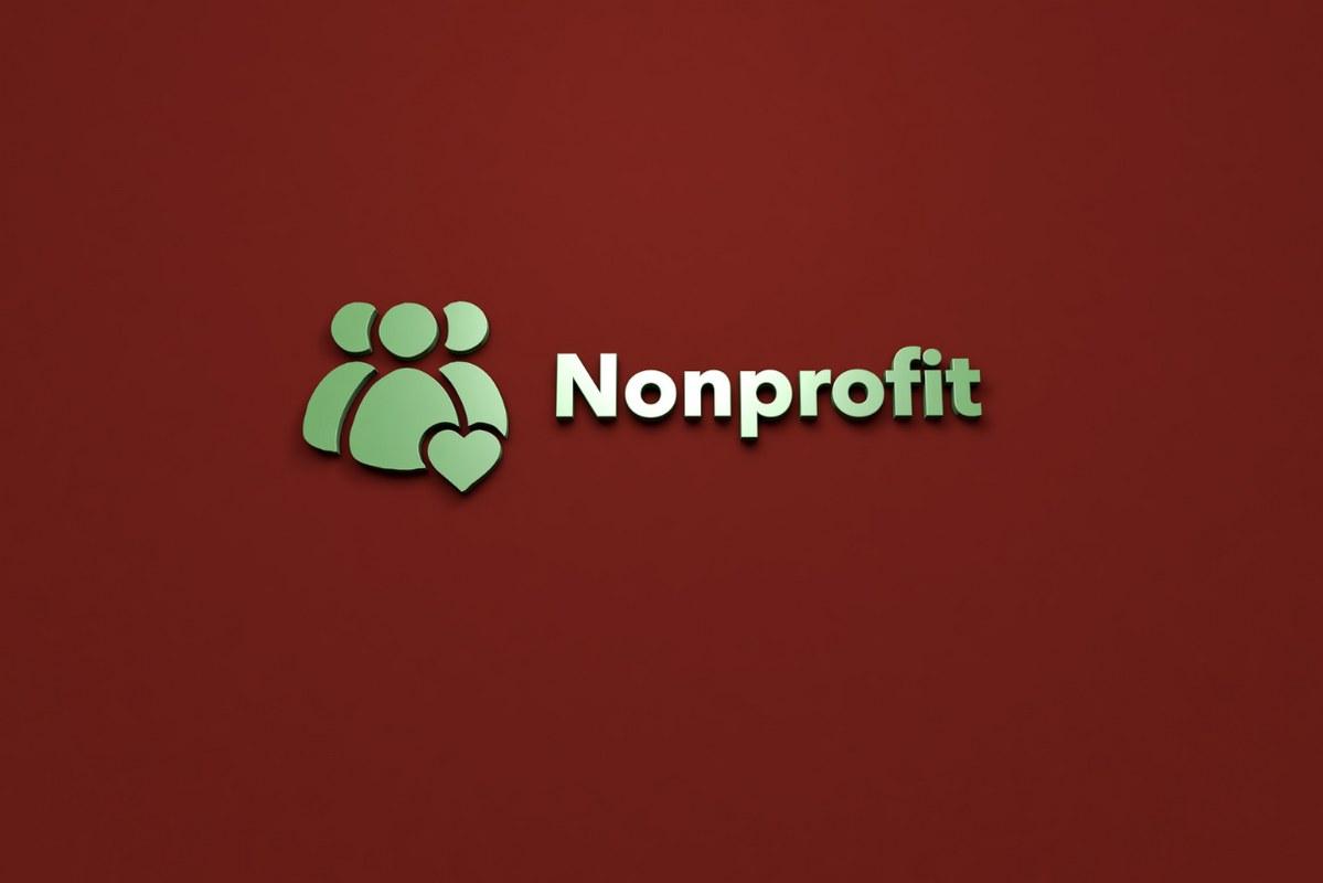 3D render of Nonprofit with green text on brown background.