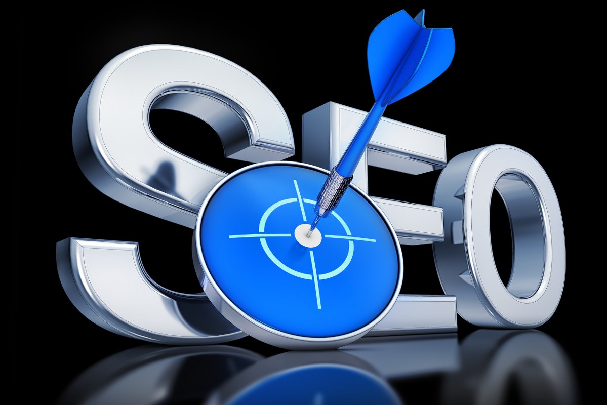 3D rendering of SEO with dart board.