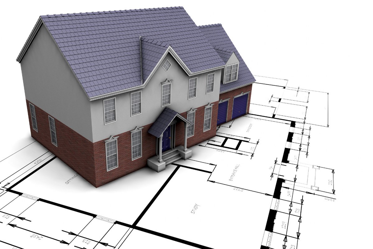 3D rendering of ready-made house plan.
