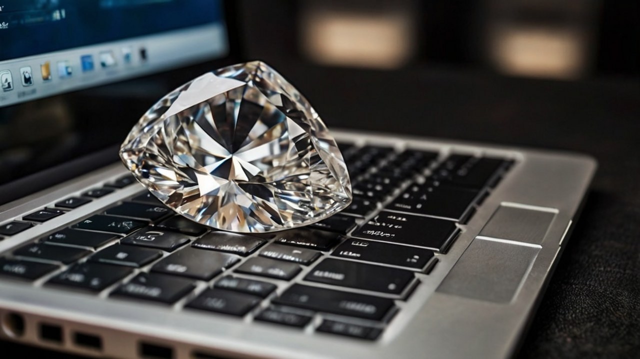 A big diamond on a laptop.