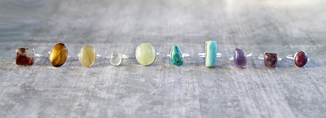 A bracelet made out of colorful stones.