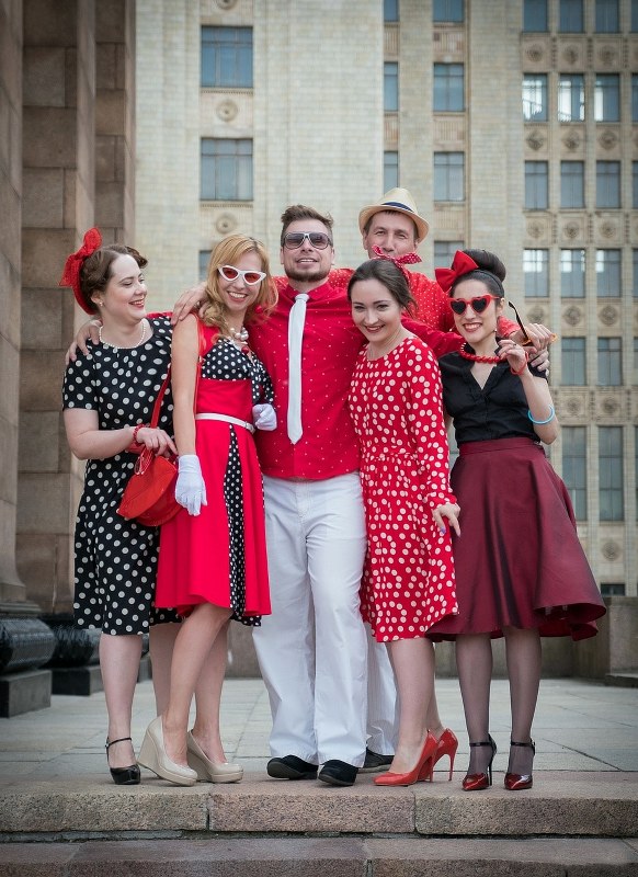 A dressed-up family.