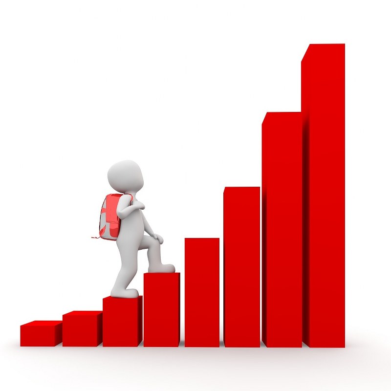 A figure of a man on scaling a graph.