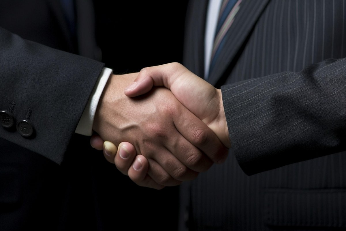 A handshake between businesspeople.