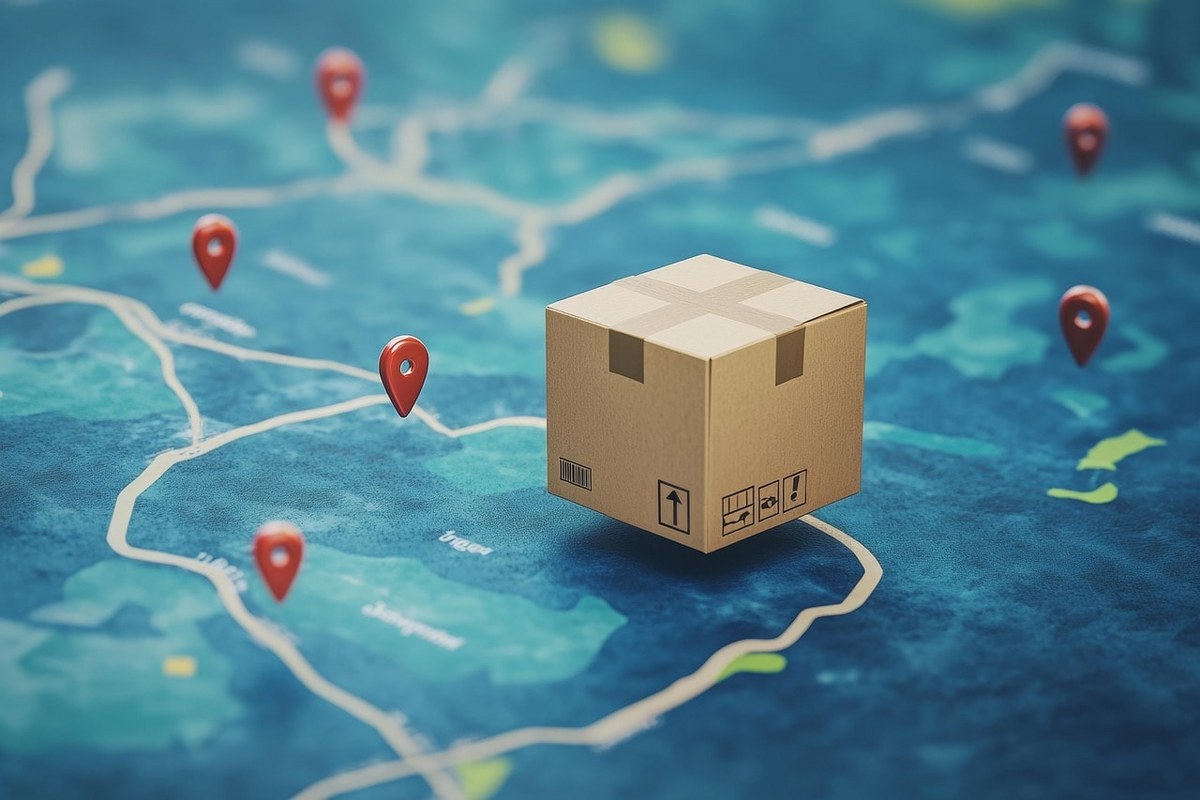 A package on top of a map.