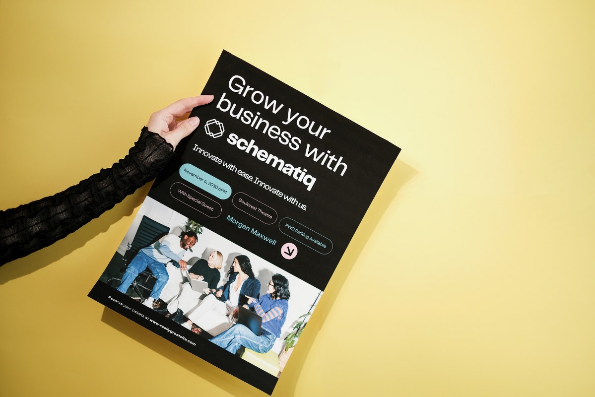 A poster with text on a business topic.