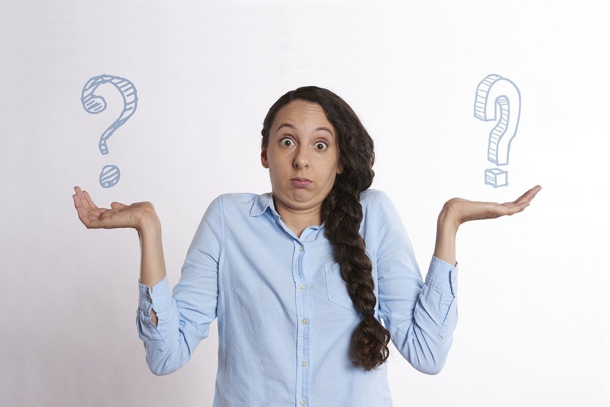 A woman illustrating the dilemma of choice.