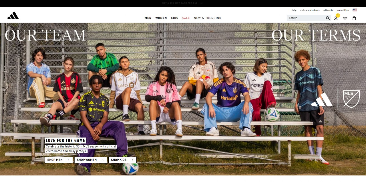 Adidas' website.