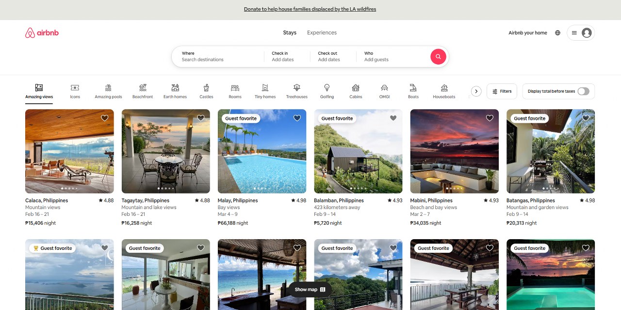 Airbnb's website.