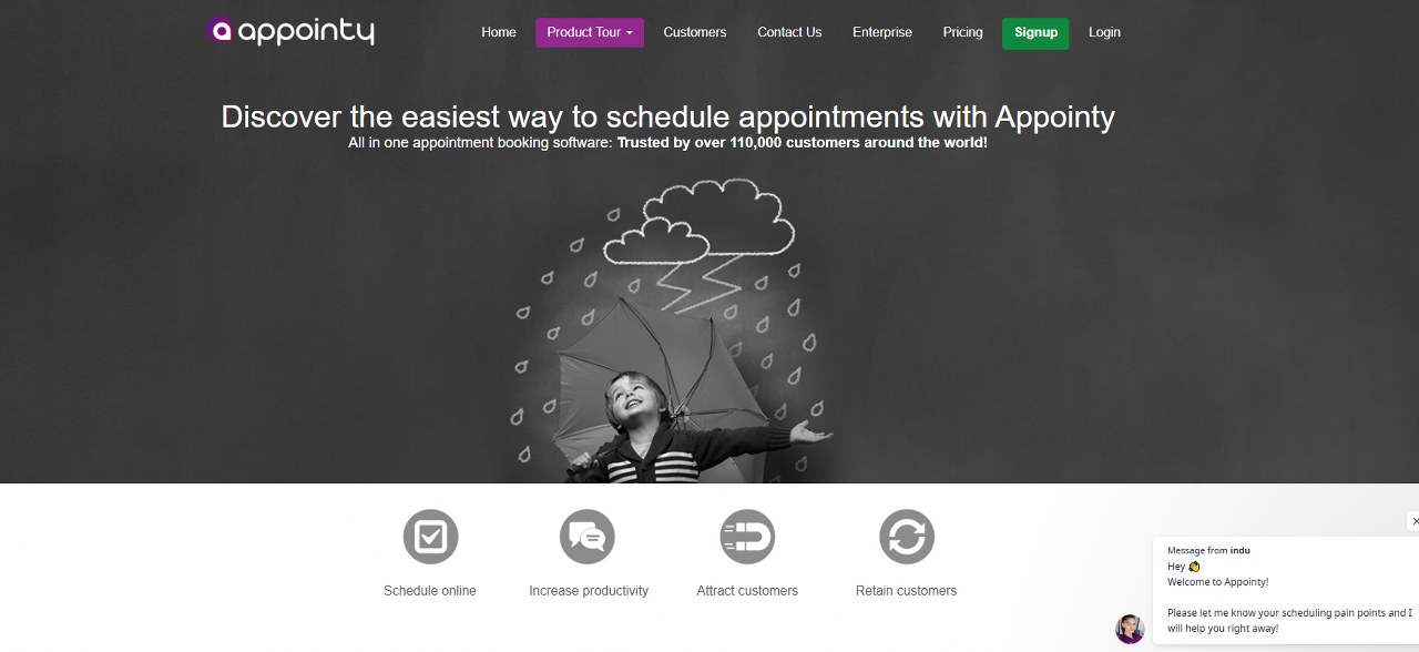 Appointy website homepage.