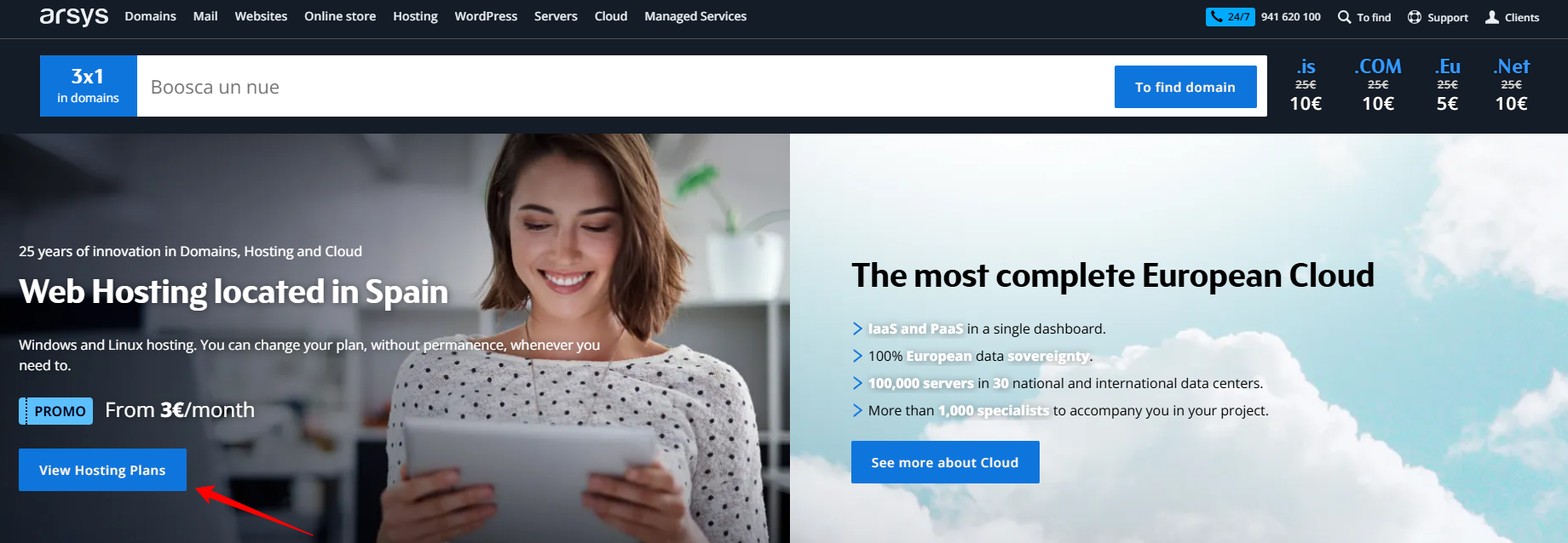 View Hosting Plans button