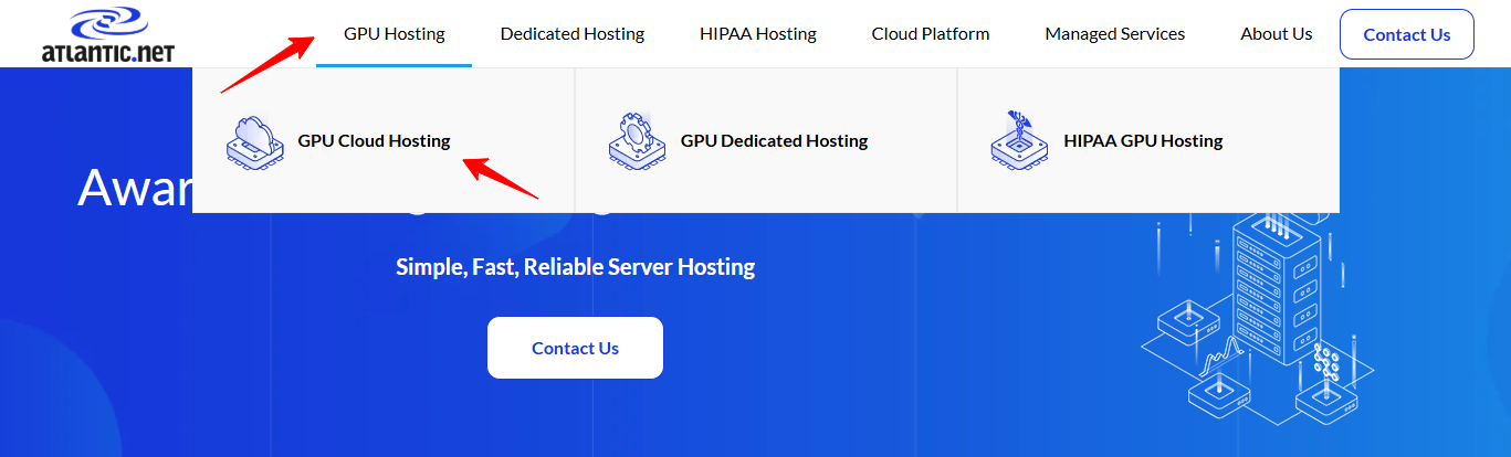 GPU Cloud Hosting button