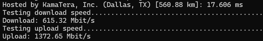 Network Performance Test result