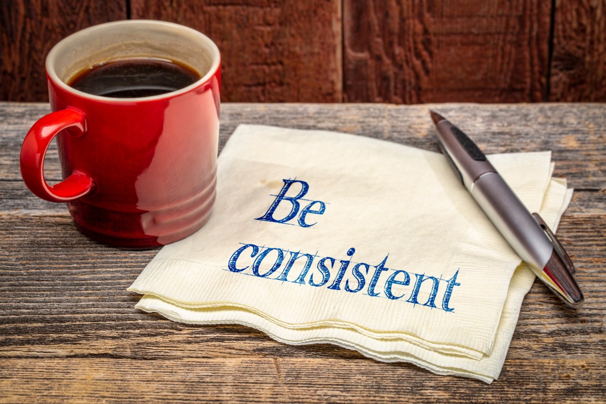 Be consistent writing on tissue with cup of coffee.