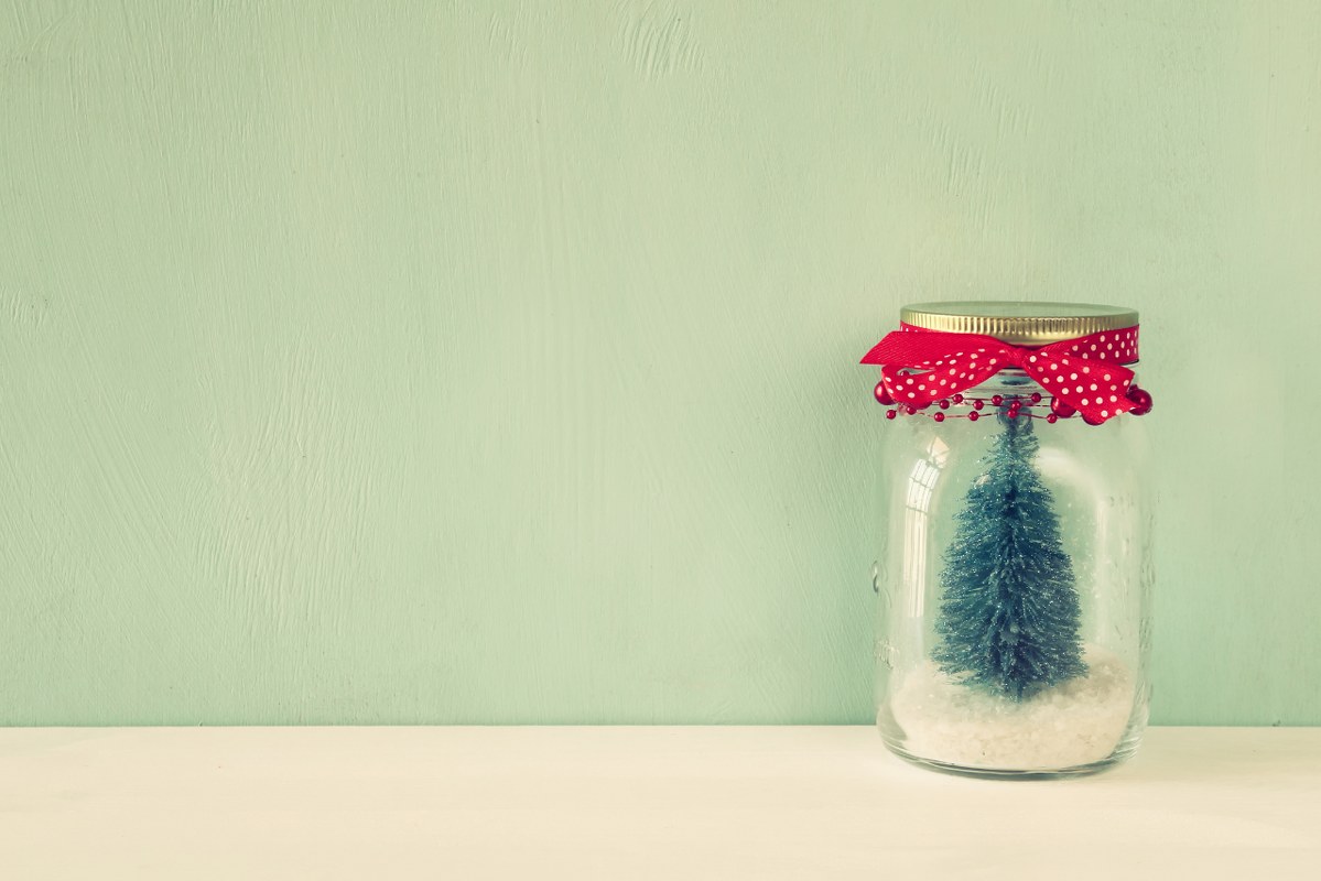 Beautiful mason jar with christmas tree.
