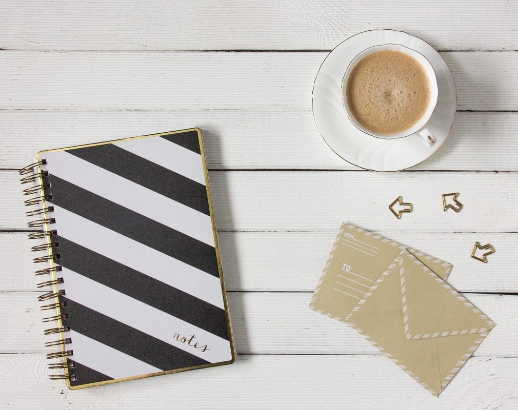 Black and white notebook.
