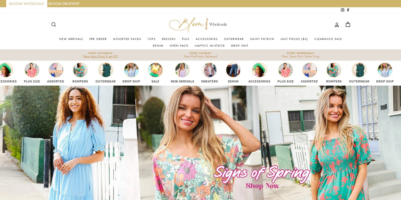 Bloom Wholesale's website.