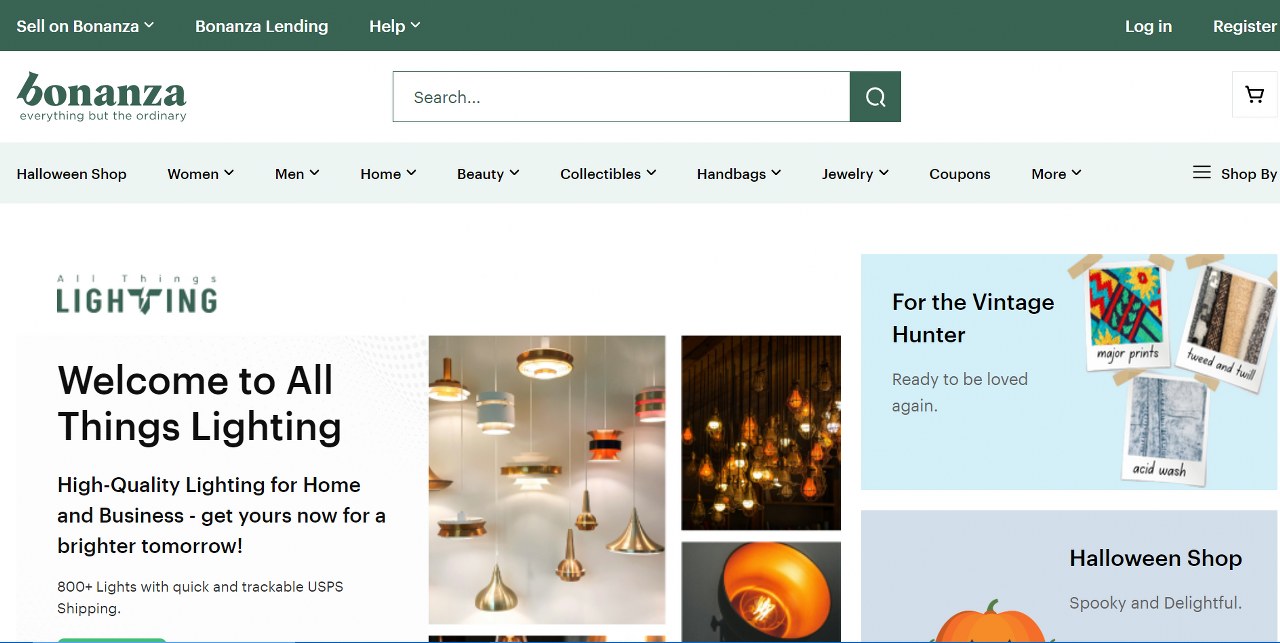 Bonanza website homepage.