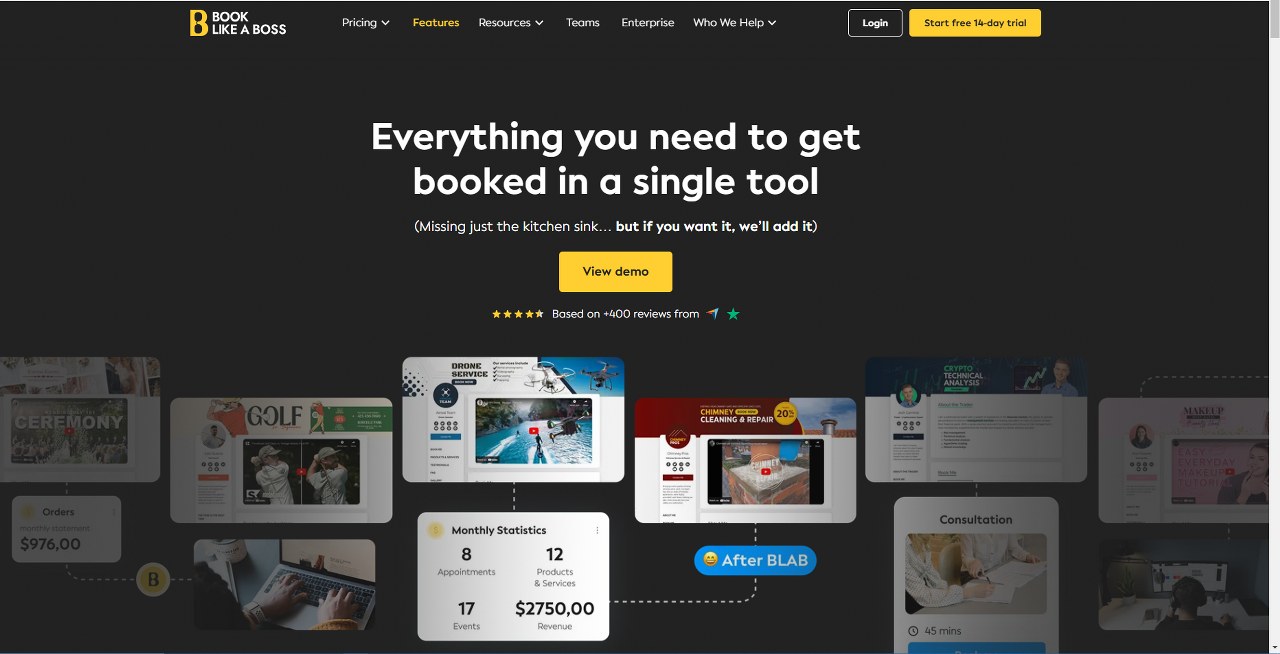 Book Like A Boss website homepage.