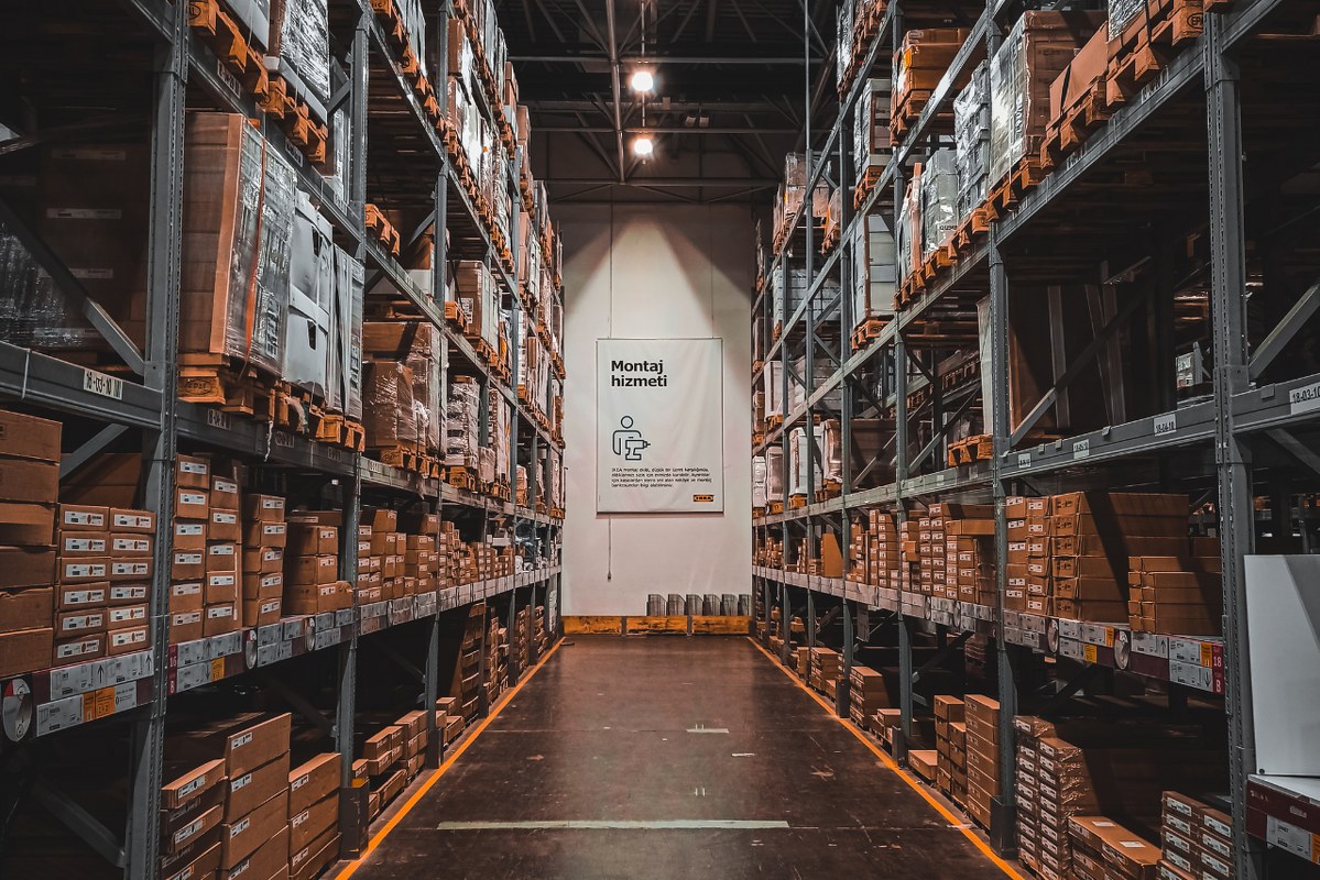 Brown Wooden Shelves With unsold parcels.