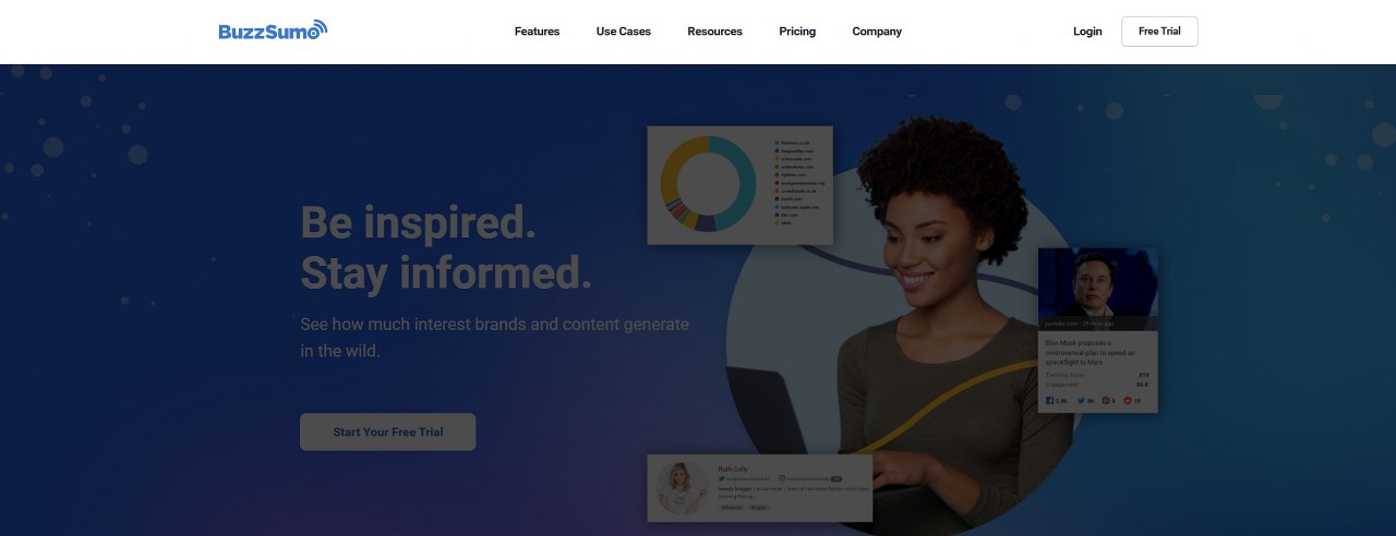 Buzzsumo homepage.