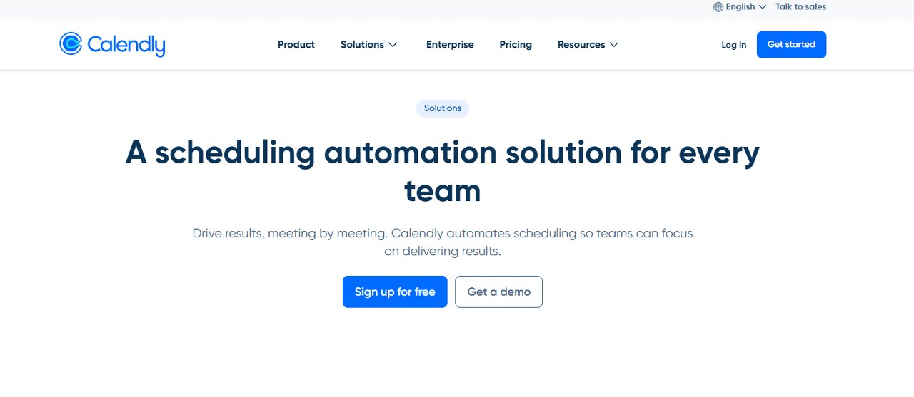 Calendly homepage.