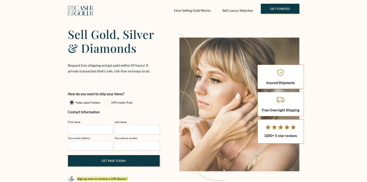 Cash for Gold USA's website.
