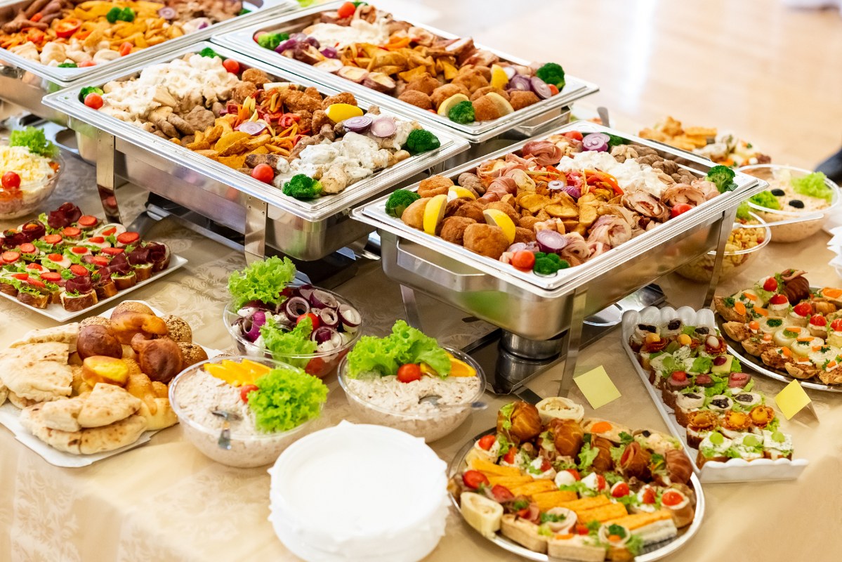 Catering wedding buffet table.