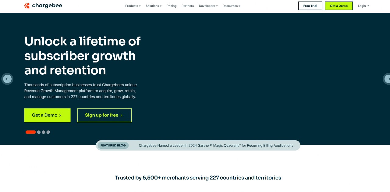 Chargebee website homepage.