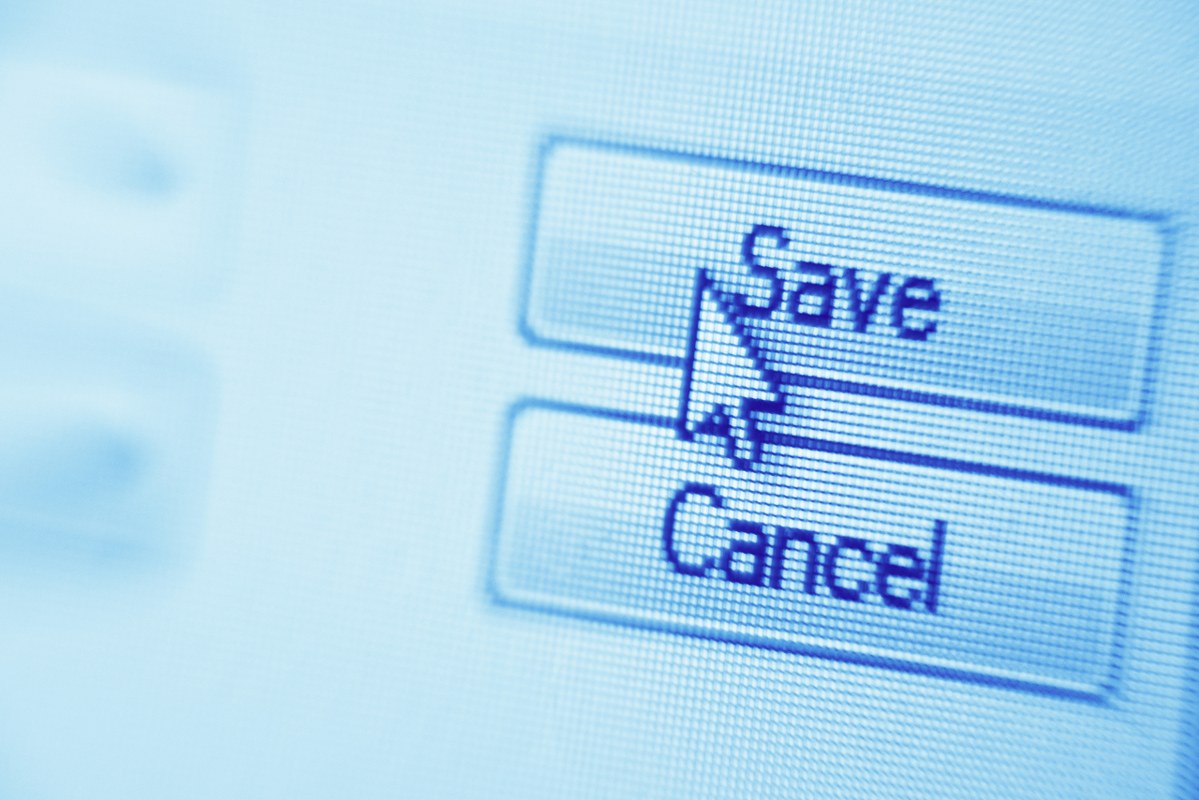 Close-up of interface computer save button.