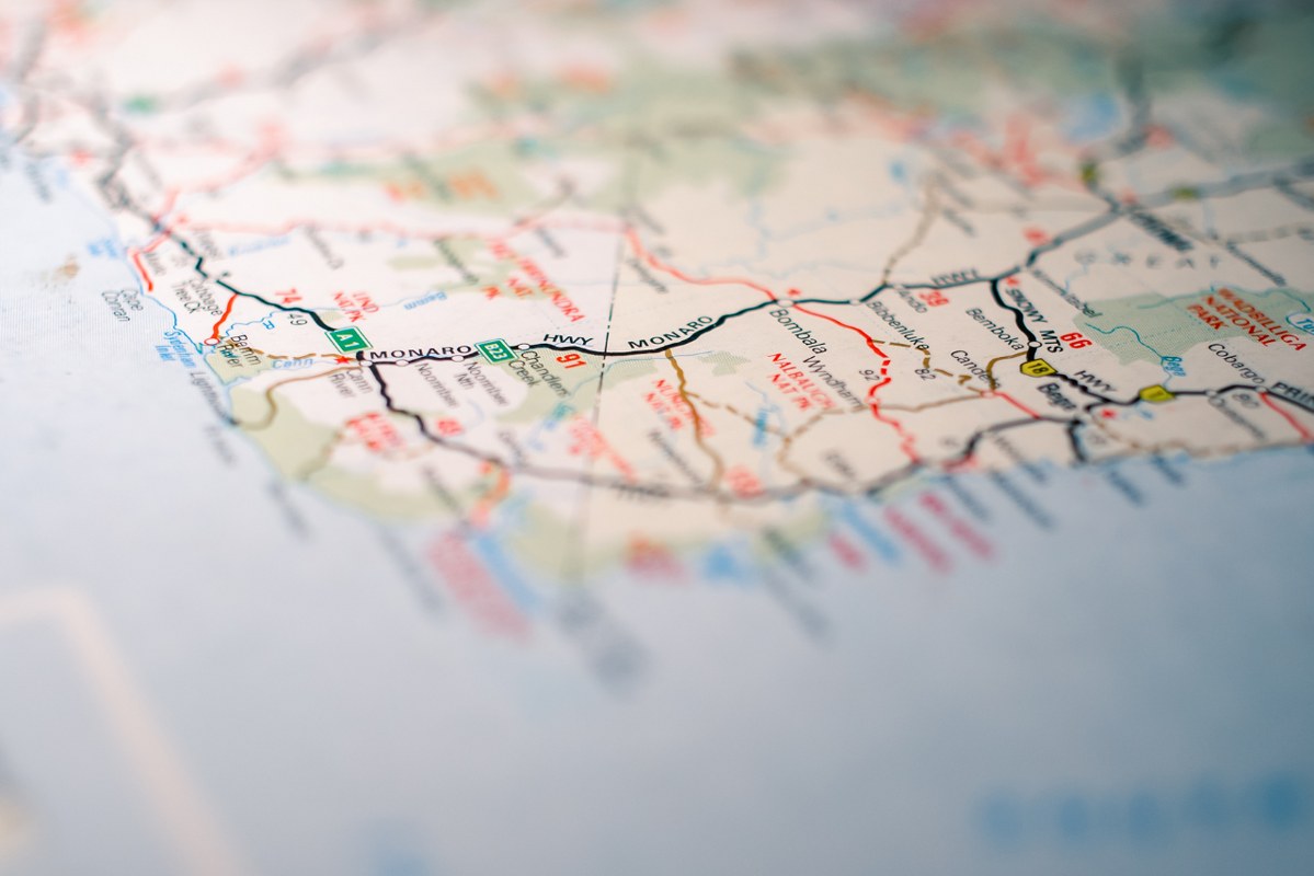 Close-up shot of roadmap.
