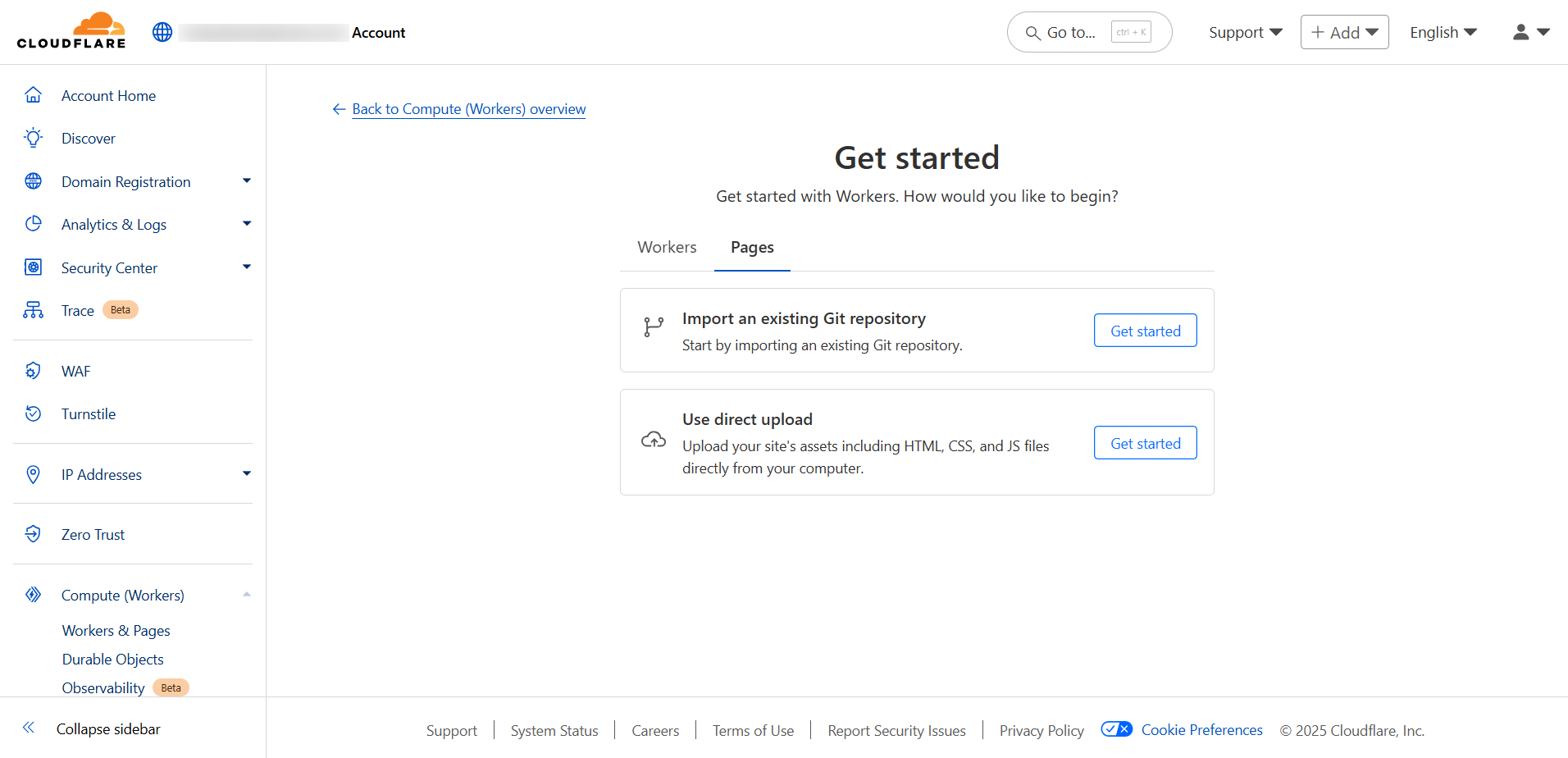 CloudFlare dashboard