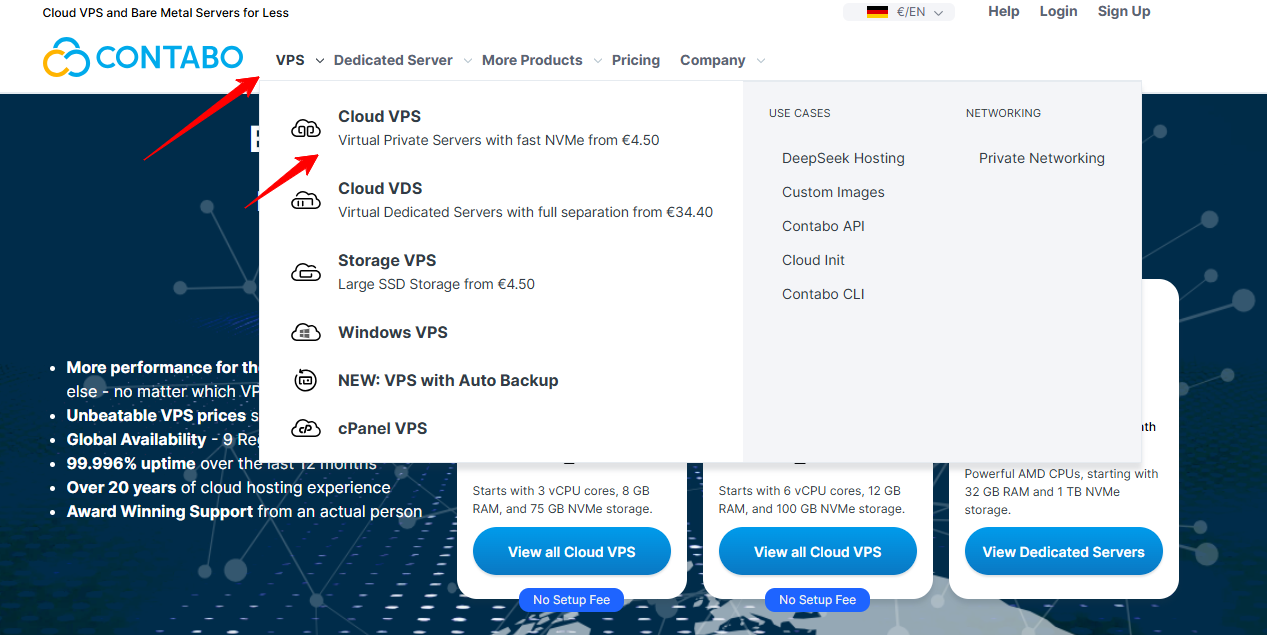 Cloud VPS button