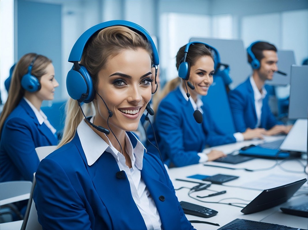 Customer service agents in a call centre.