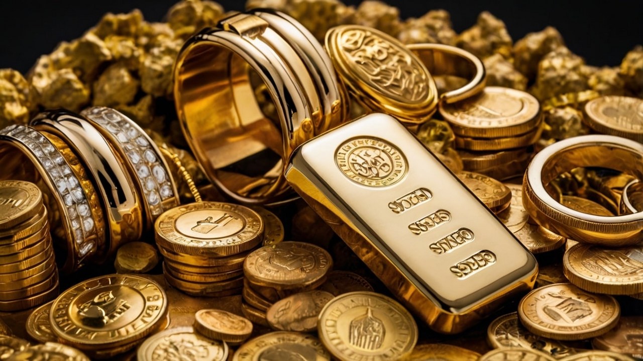 Different objects made out of gold.