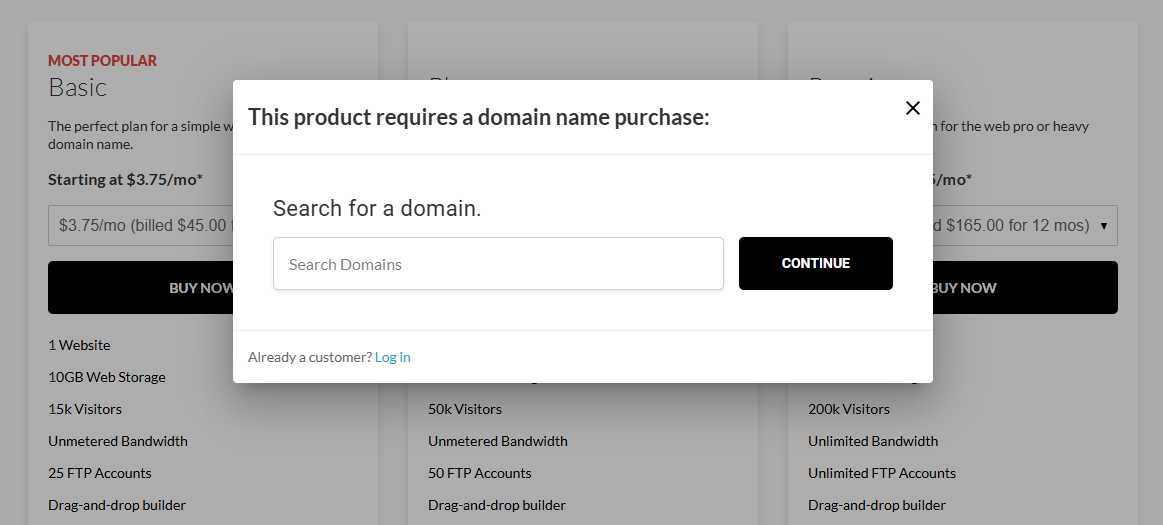 Domain menu
