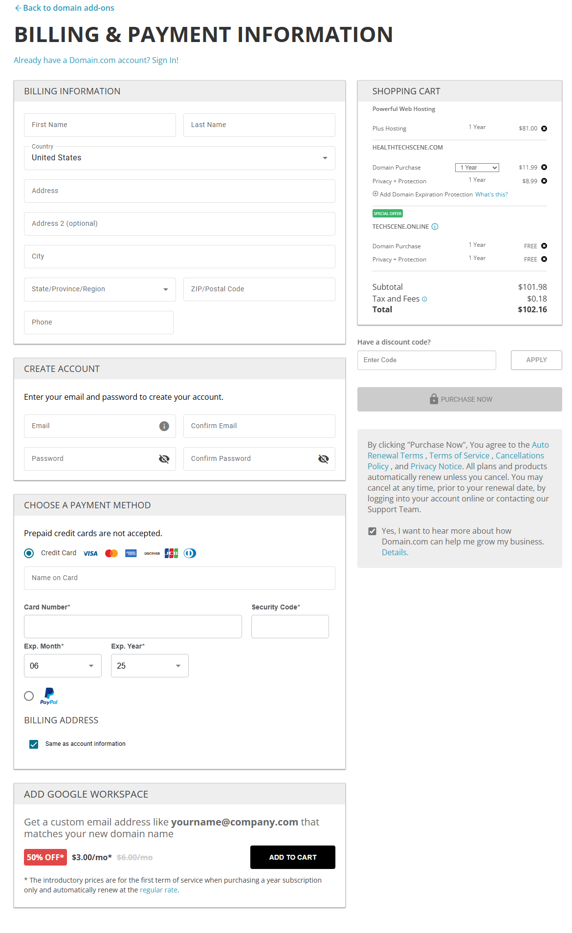 Billing & Payment Information