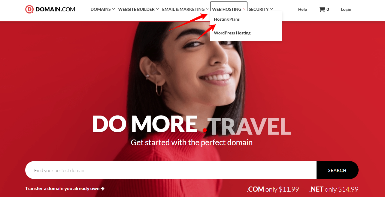 Hosting Plans button