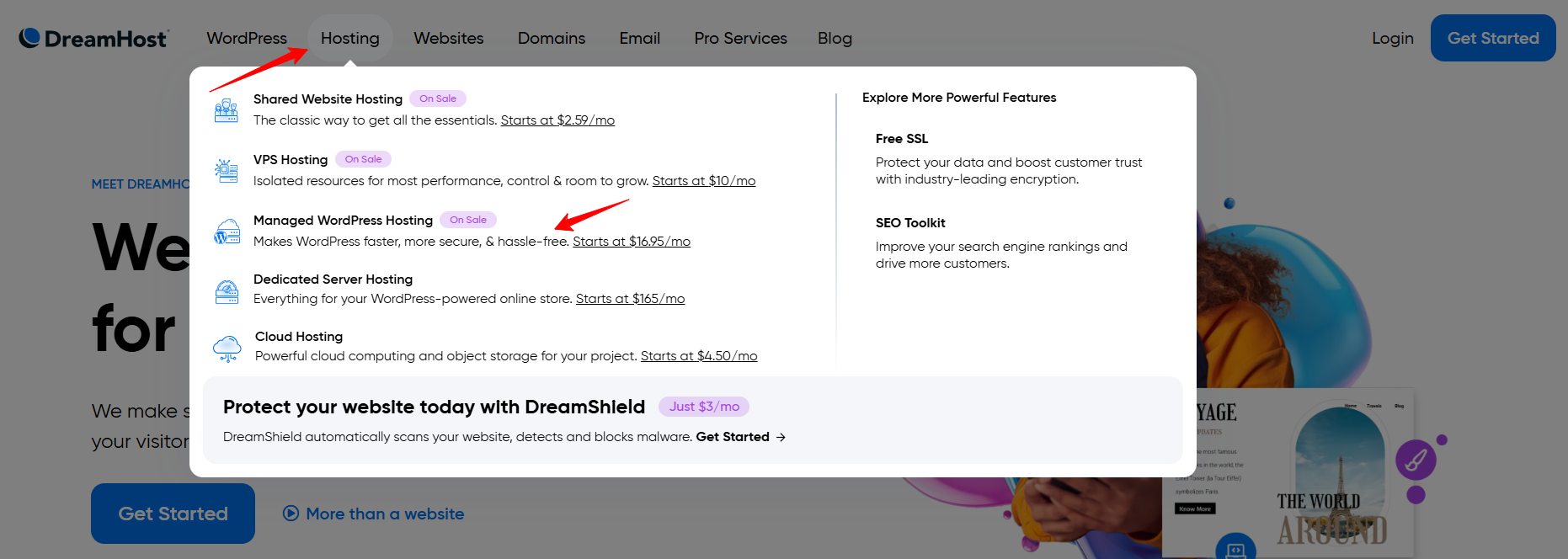 Managed WordPress Hosting button