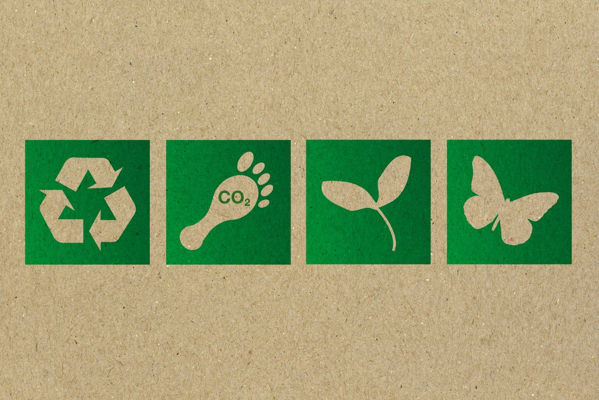 Eco-friendly environment icons in green.