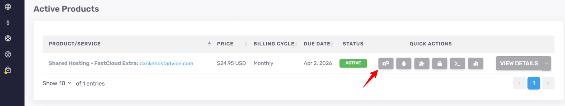 cPanel button
