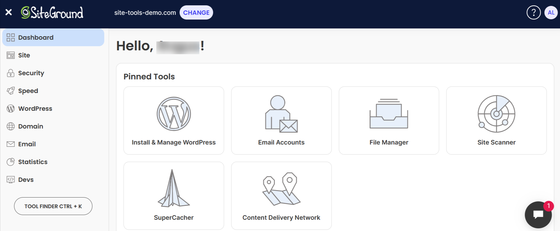 Siteground Interface