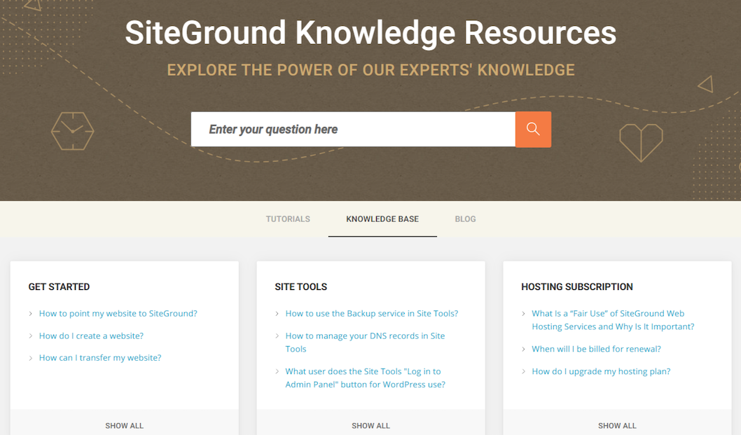 Siteground Knowledge base